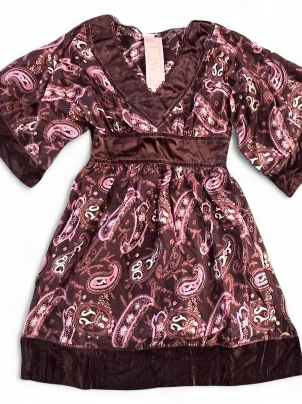 Nolita Brown & Pink Paisley V-Neck Dress